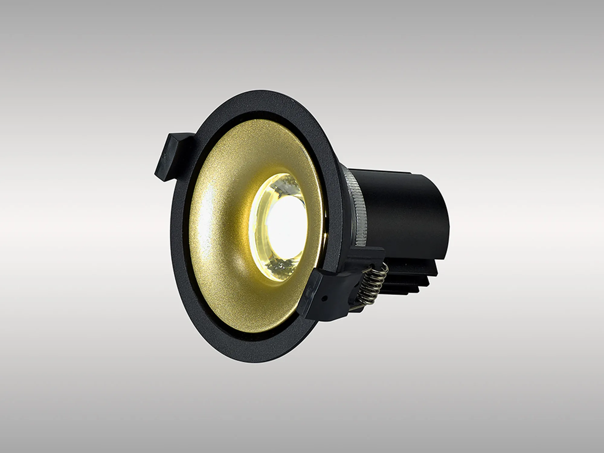 Bolor 9 Tridonic Powered 9W 3000K 840lm 24° CRI>90 LED Engine Black/Gold Fixed Recessed Spotlight, IP20 DM202056  Dlux Bolor 9